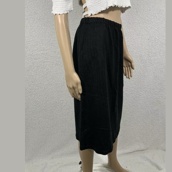 Vintage Mita Black Knit Pull On Midi Skirt Womens size 10 Minimalist - Picture 2 of 5